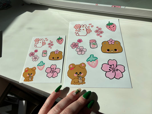 Sakura bear sticker sheet