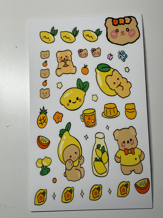 Lemon bear sticker sheet