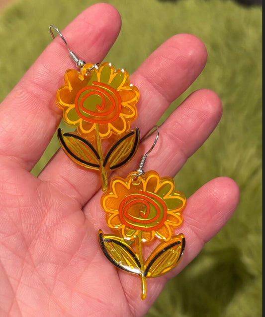 Sunflower acrylic earrings