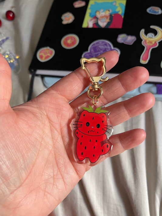 Strawberry Kitty keychain